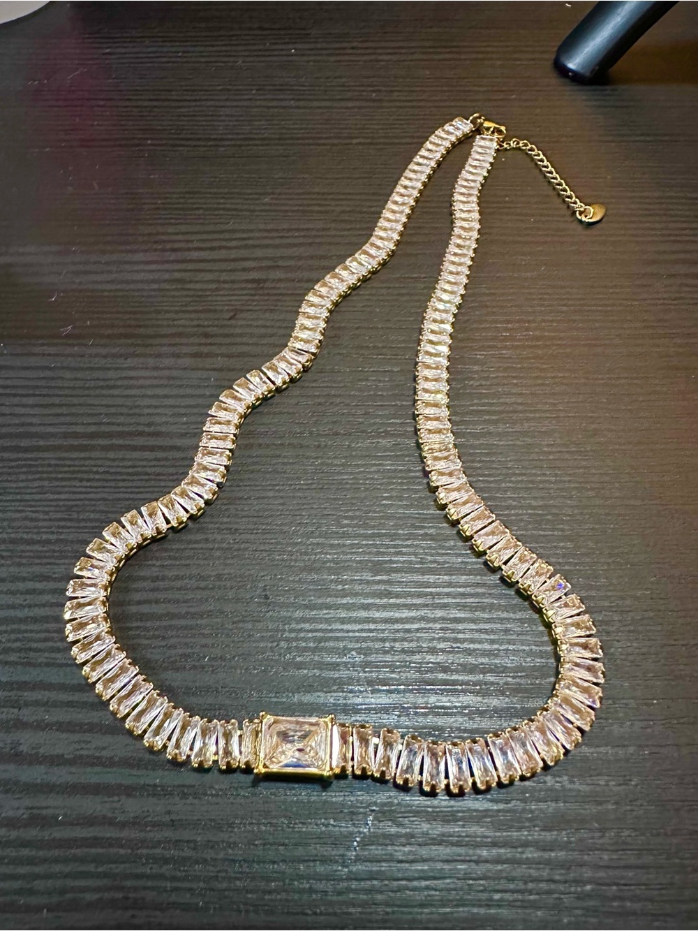 Gold Crystal Statement Necklace - Clear Stones
